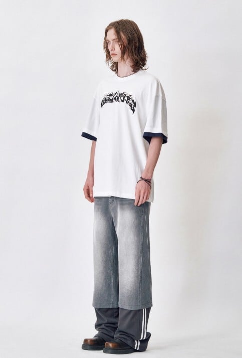 ☆Stray Kids リノ 着用！！【MEA】LAYERED SLEEVES T-SHIRT [WHITE