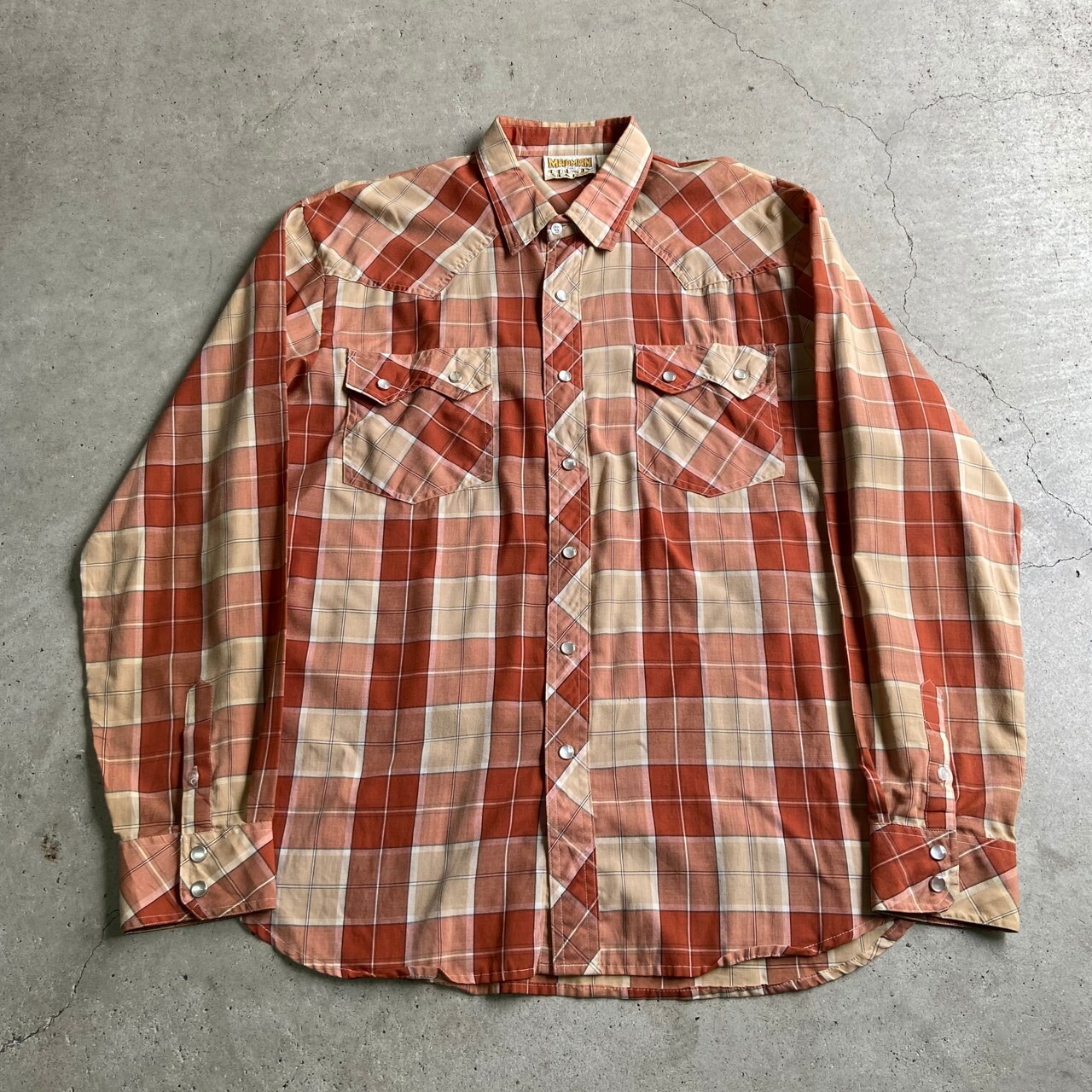 70年代 MADMAN COUNTRY SEAT チェック柄 長袖ウエスタンシャツ メンズL 