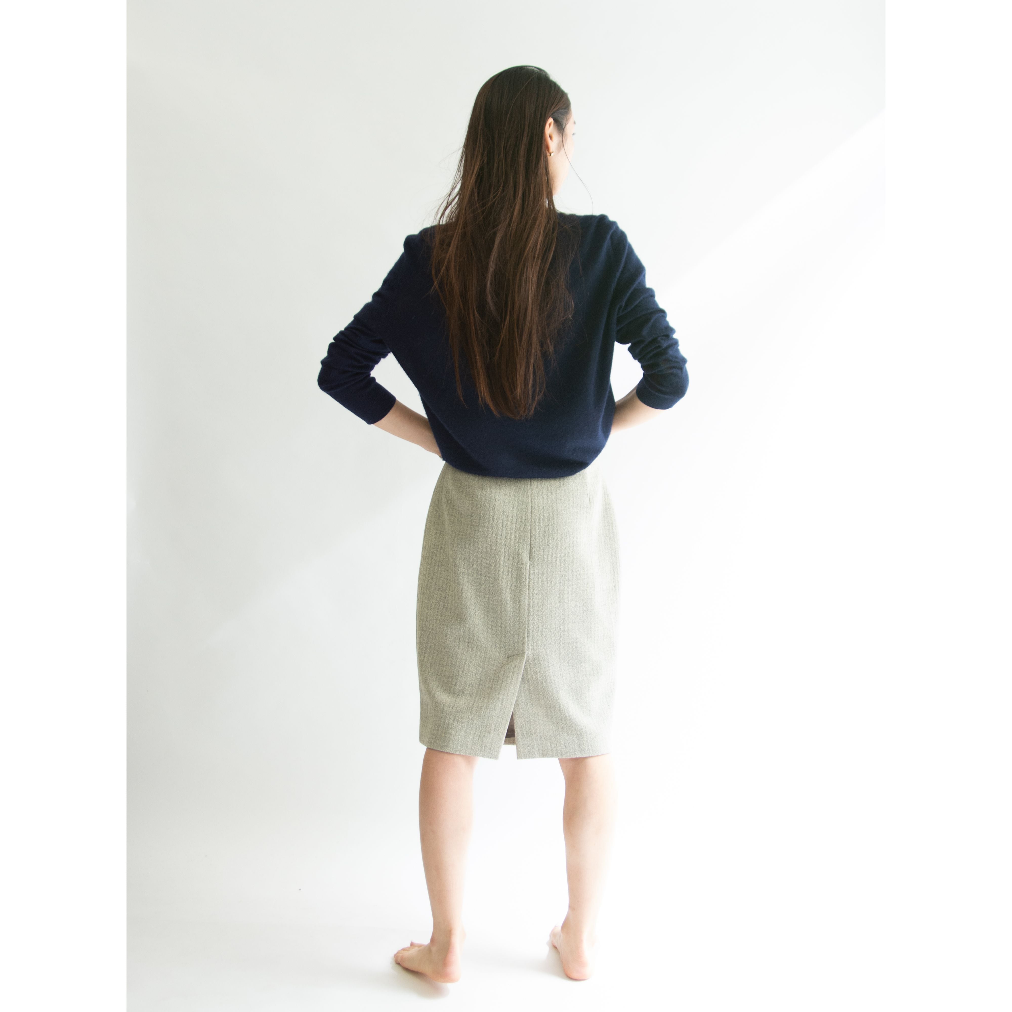 【FENDI】Made in Italy wool-nylon woven stripe skirt(フェンディ イタリア製 ウールナイロン ウーブンストライプ スカート)10d