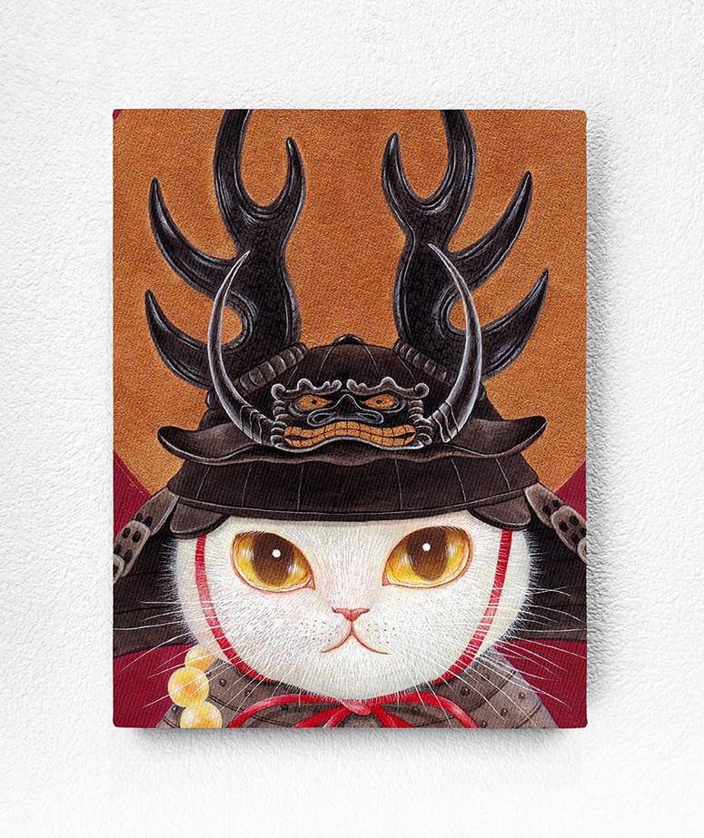 アートパネル - 鹿角脇立兜猫 - | ゆずノ森 アートパネル - 鹿角脇立兜猫 - | ゆずノ森