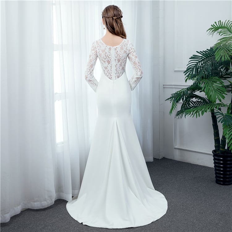 マーメイド ウェディングドレス サテン 刺繍 エレガント 結婚式ドレス
