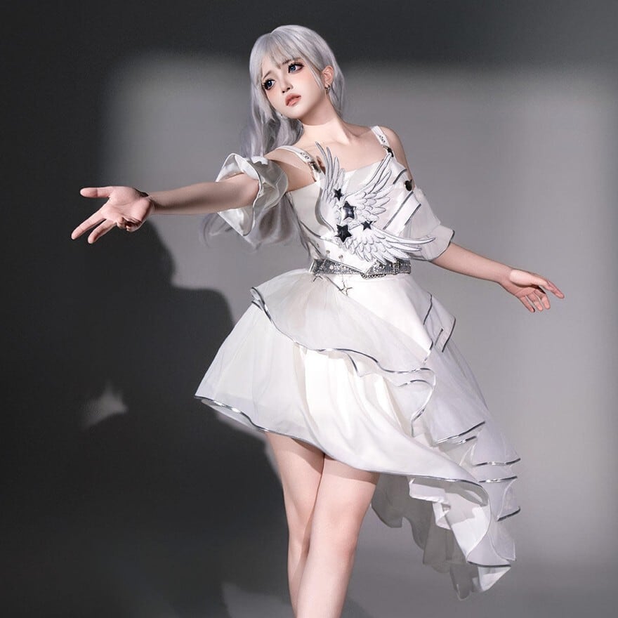パンクロリータ｜アシンメトリードレス＋スリーブカバーセット コン