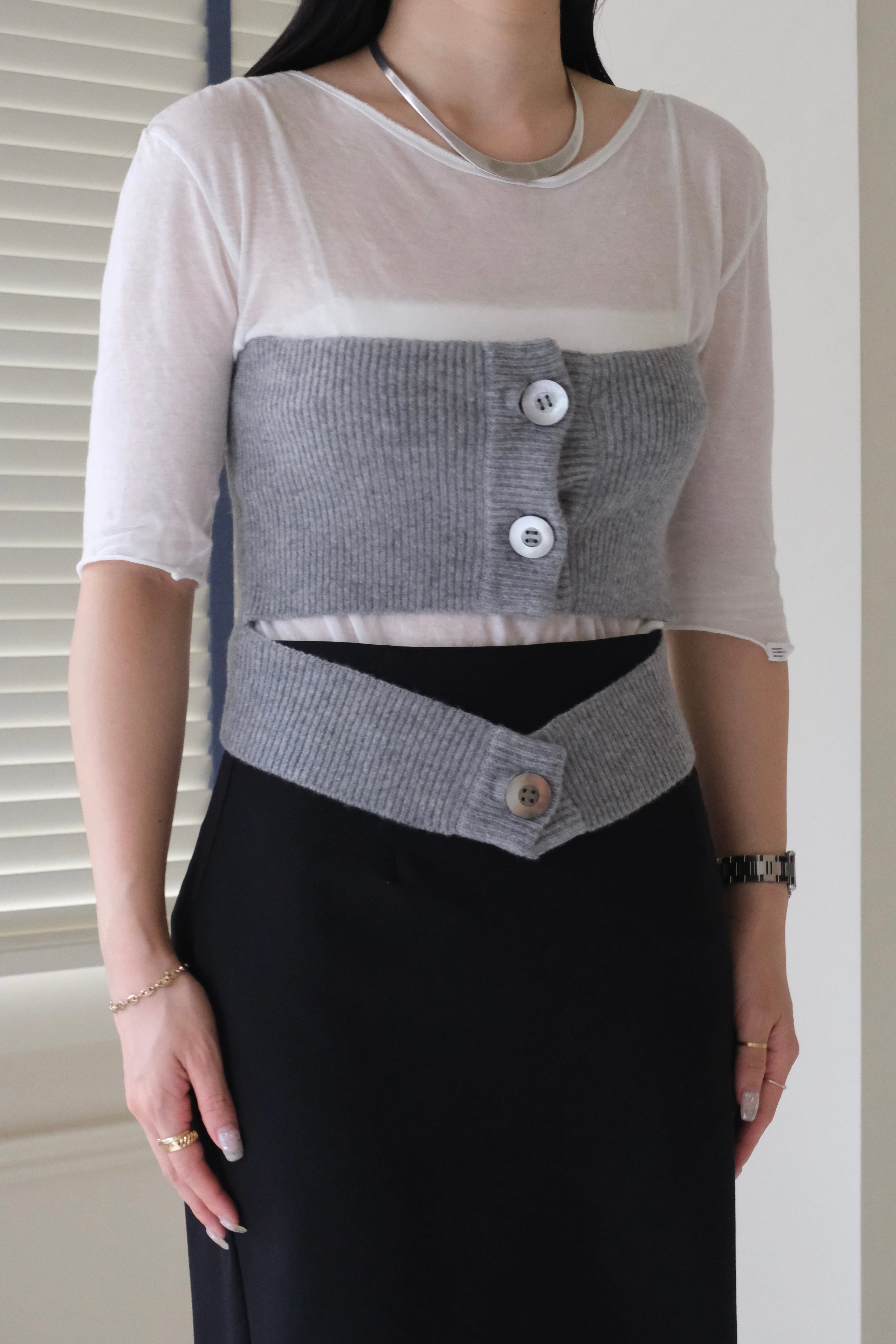 KAYLE】WOOL KNIT VEST WAIST WARMER SET | theour｜ニットベスト