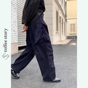 深海ネイビーの物語ツイル・テーパードパンツ《W0213》