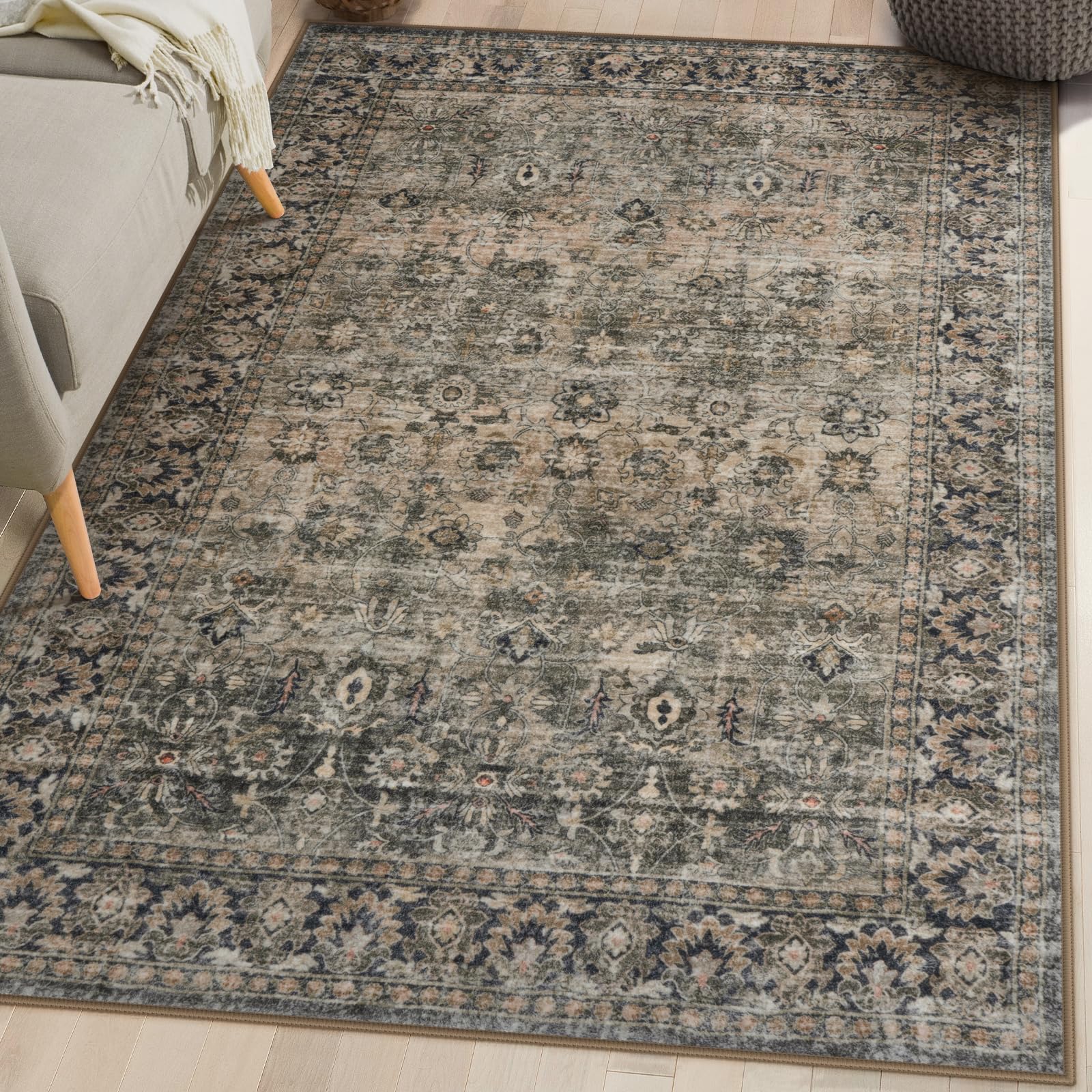 【人気】HAOCOO ラグ 洗える 90×150cm オールシーズン適用 ペルシャ風 ラグマット 1畳 ふわふわ おしゃれ 滑り止め ホットカーペット対応 防ダニ 防臭 軽量 防音マット リビング 寝室 チェアマット アンティーク 花柄
