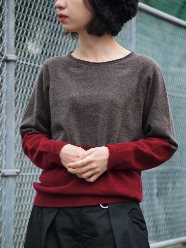 YUKI　two tone knit／ツートーンニット【14-037】bordeaux