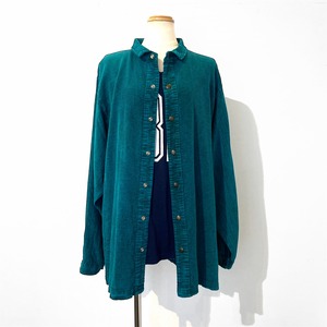 EZZE WEAR Turquoise Green Cord Cotton Snap Shirt / コードコットンスナップシャツ