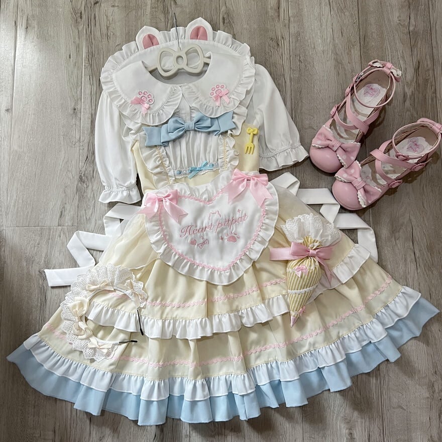 フレンチメイド 夢かわいい ジャンパースカート メイド服 フリル