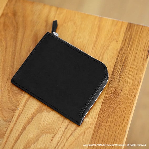 L型財布"Leatus"・ブラック×レッド[受注制作品]