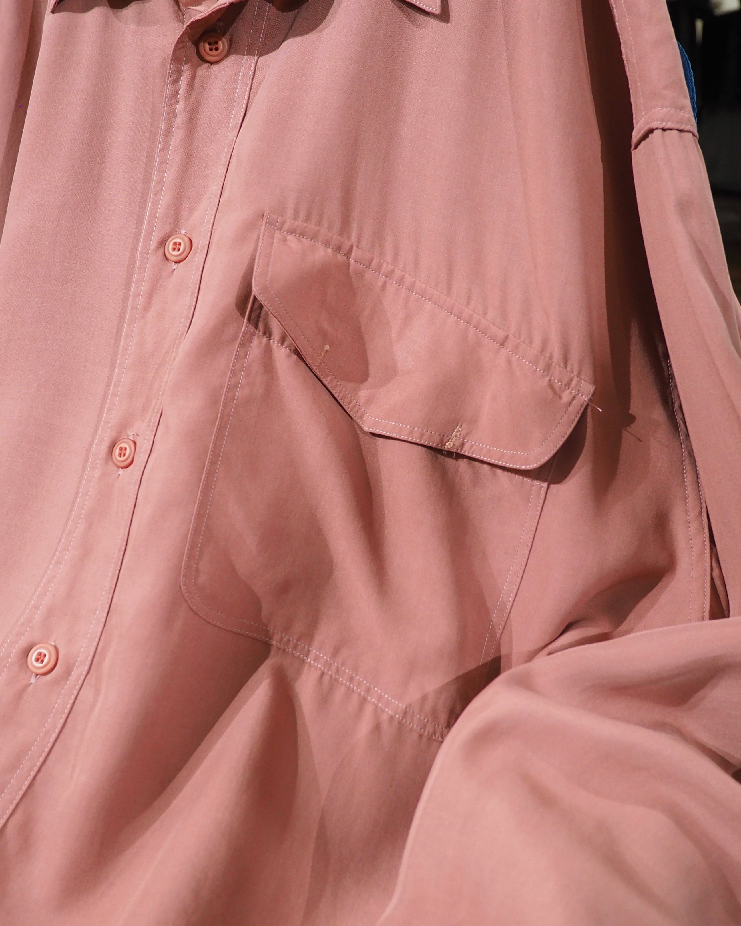1990s " Allegri ‐ 鈍煤 " Beautiful Dusty Pink Color vintage Drape loose shirt
