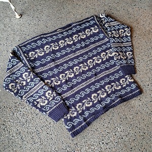 50's ノルウェー製 ボートネック ノルディックセーター used [412002]