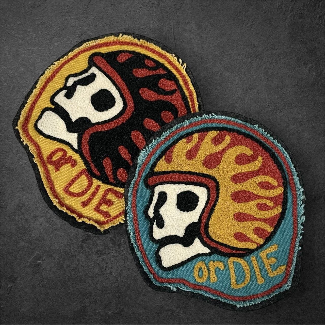 RIDE OR DIE” PATCH（イエロー） チェーンステッチワッペン | 【RIOTT