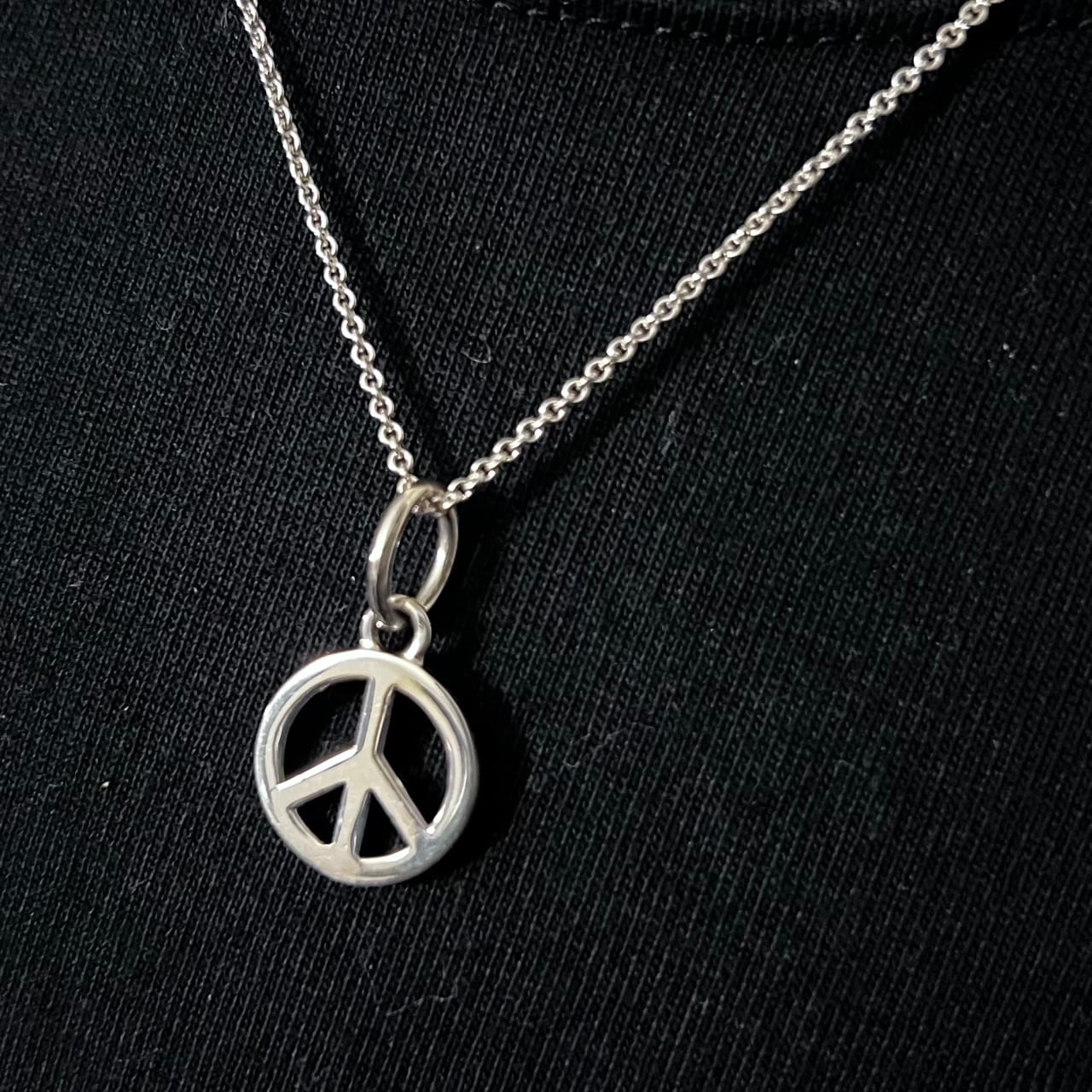 OLD TIFFANY & CO. Peace Sign Charm Necklace Sterling Silver