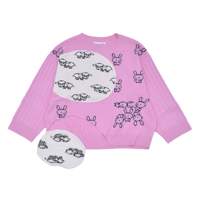 【NATASHA ZINKO】PULLOVER RABBITS AND SHEEPS(PINK/WHITE)