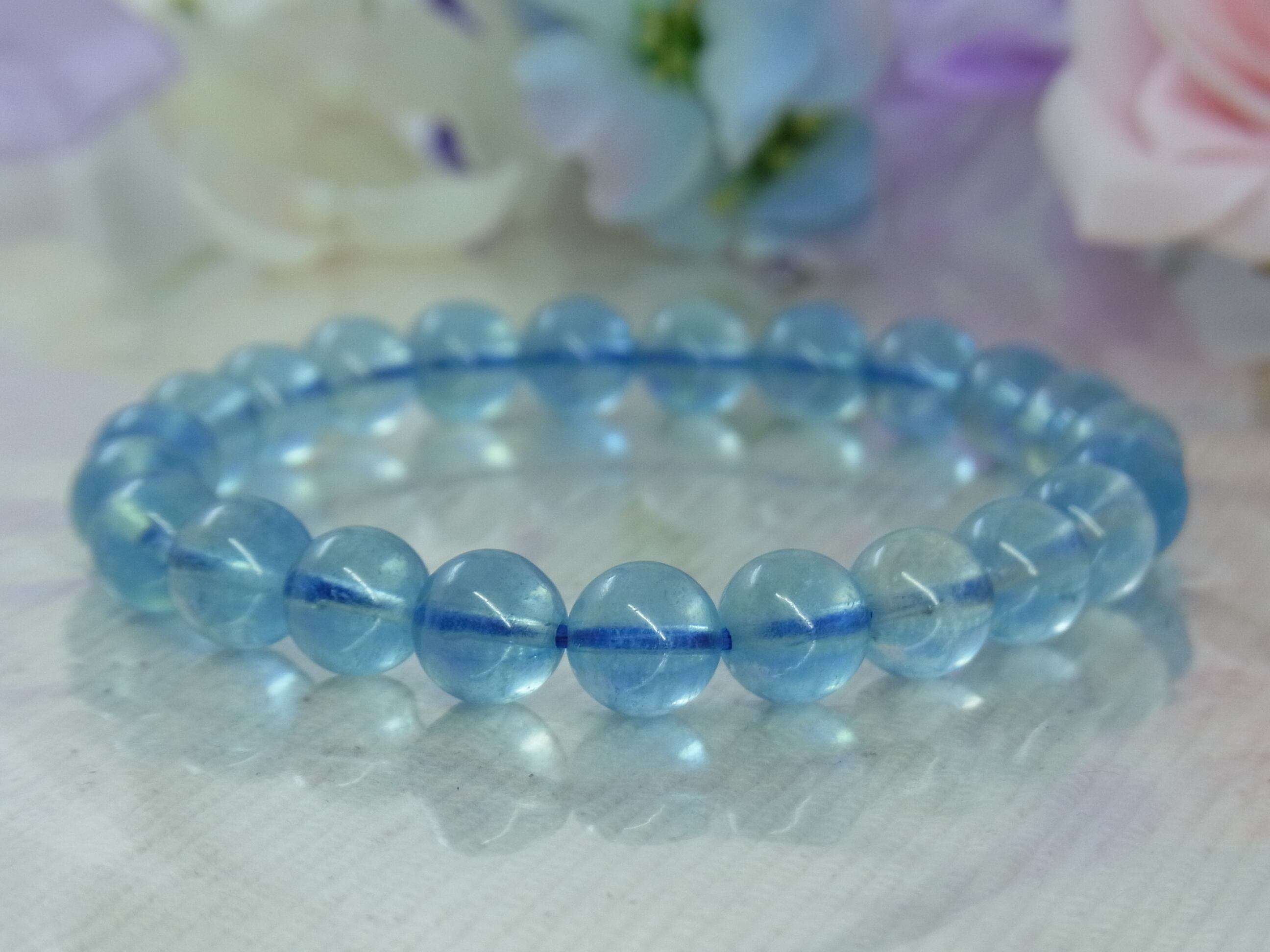 ◇宝石質 サンタマリア アクアマリン ブラジル産 8ミリ◇深海の神秘