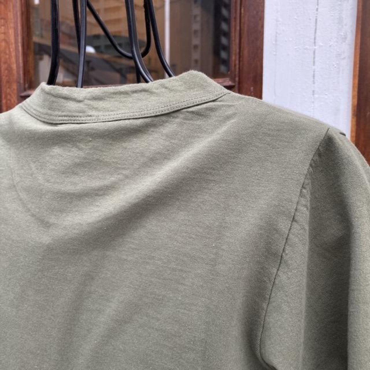 homspun (ホームスパン)　天竺七分袖Tシャツ　カーキ