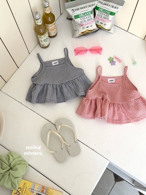 [second moment] Milky Check Frill Top (JS/JM/JL) / [세컨드모먼트] 밀키체크프릴탑 (JS/JM/JL)