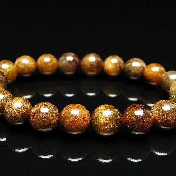 ルチルクォーツ ブレスレット 10mm ブロンズルチル ブレス 一点物 111-50810
