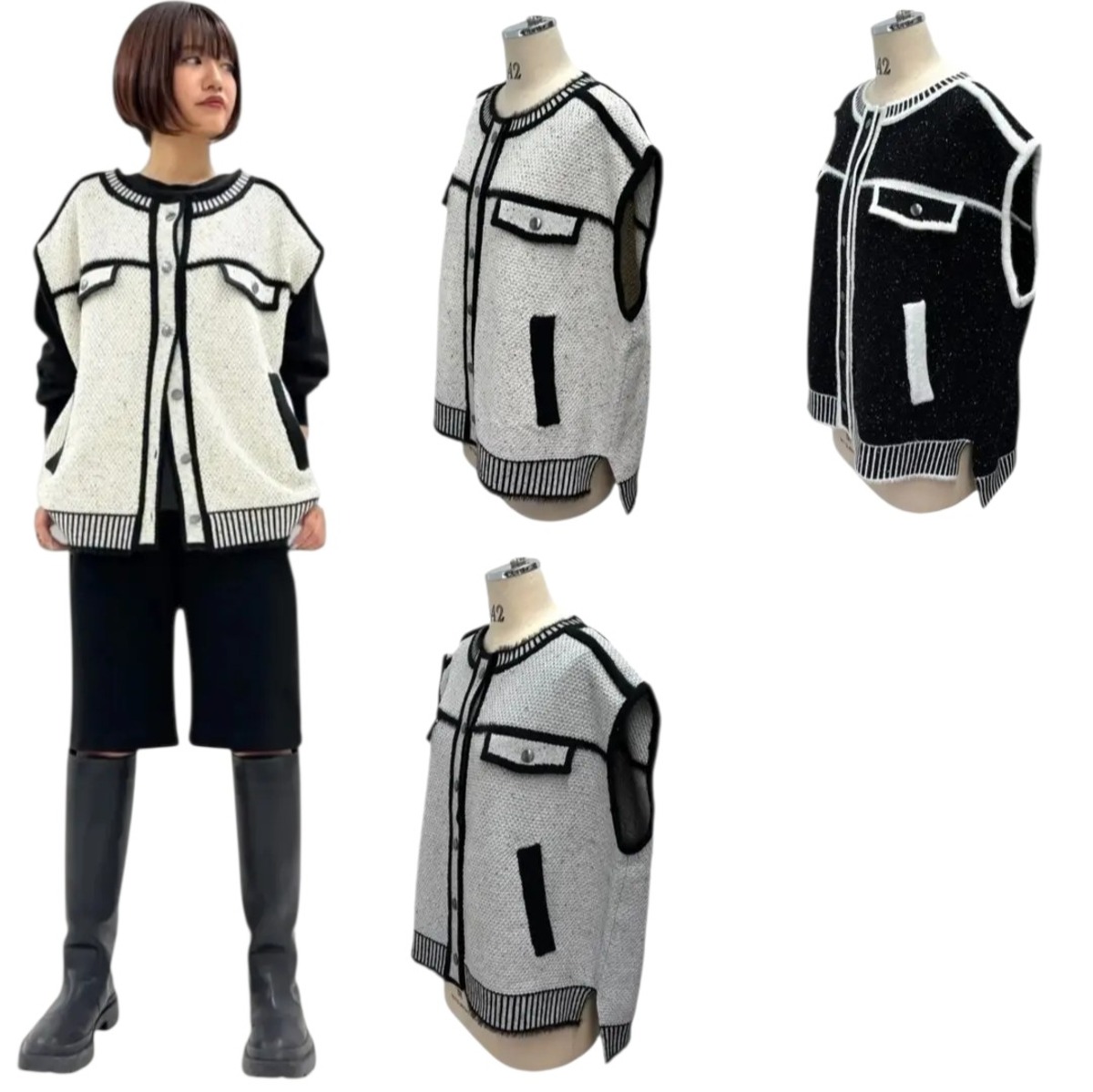 SALE【ayane】トロンプルイユニットベスト 855731 アヤン | red earth