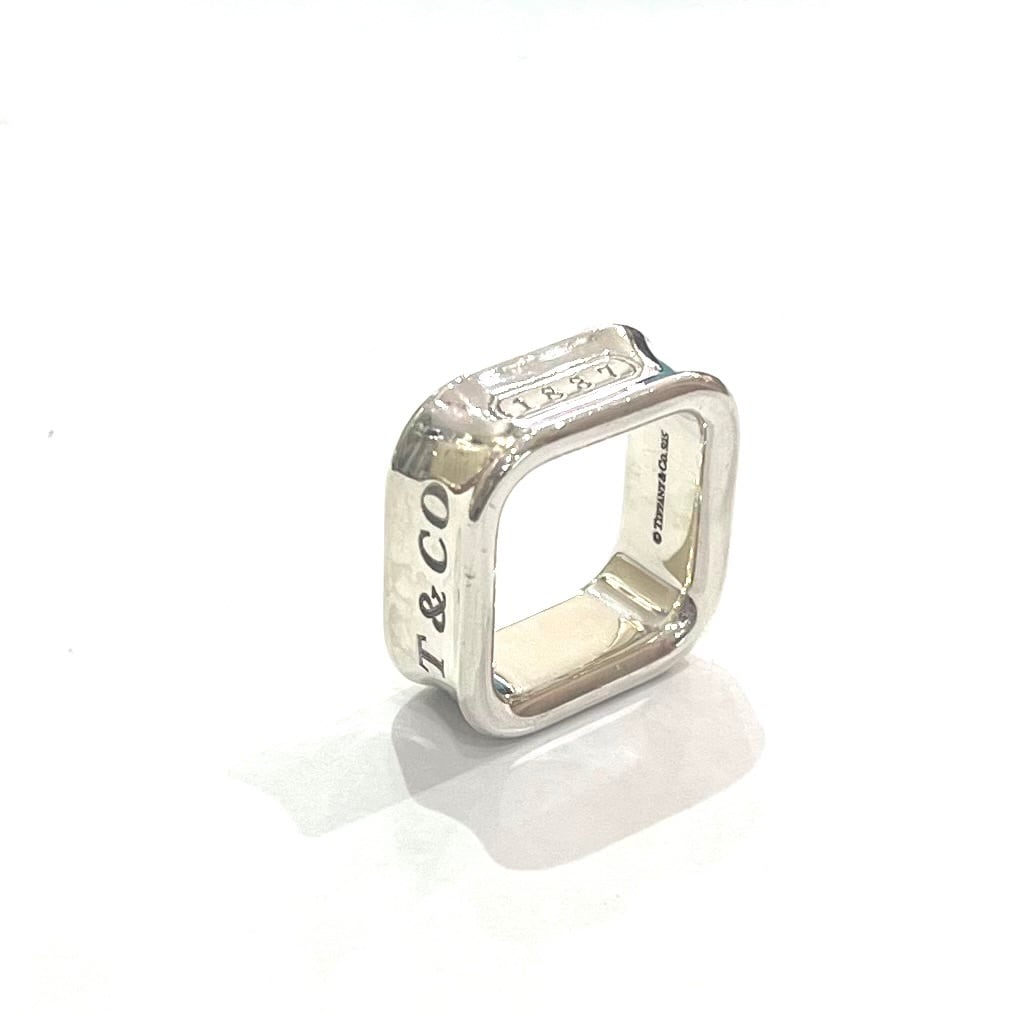 TIFFANY&CO.】2124 希少1837スクエアリング／7-8号／シルバー925／立体
