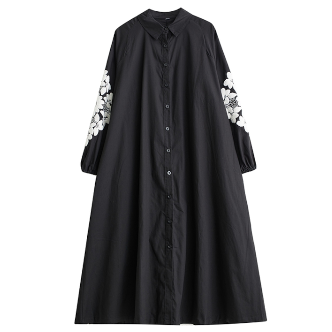 フラワープリント オーバーサイズ シャツワンピース 00022