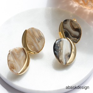 【ネコポス便】メタルマーブルイヤリング　0914