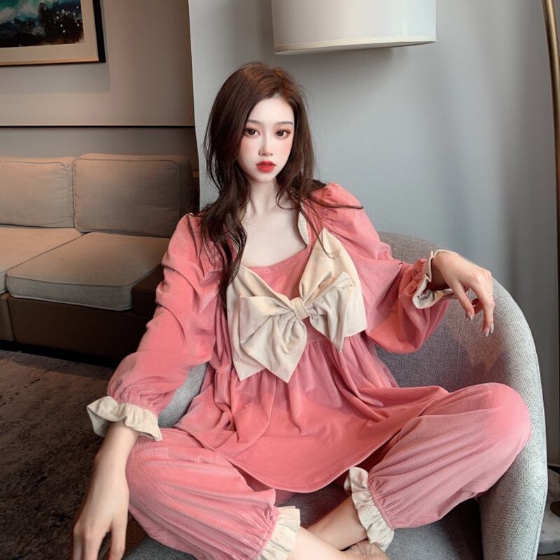 ベルベットセット オータムウィンタースタイルカジュアル ロング 大人ガーリー スウィート キュート 秋物 冬物 ブラックストロベリース56212867421