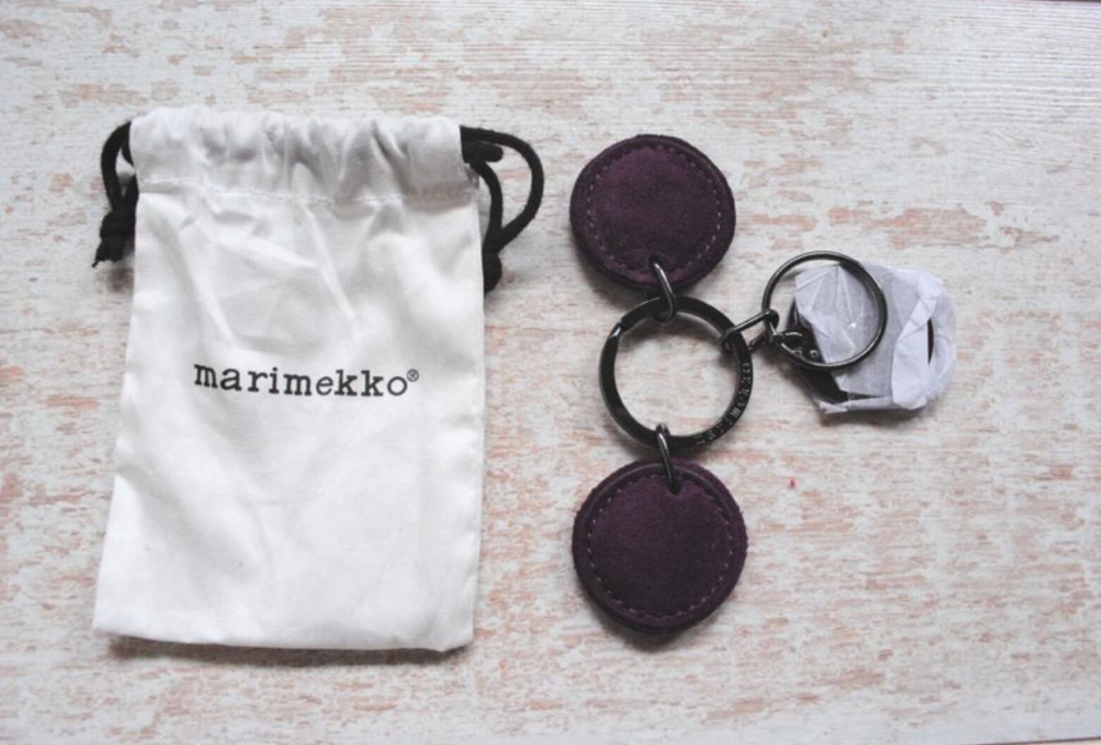 marimekko leather key holder マリメッコ レザーキーホルダー ラウンド パープル