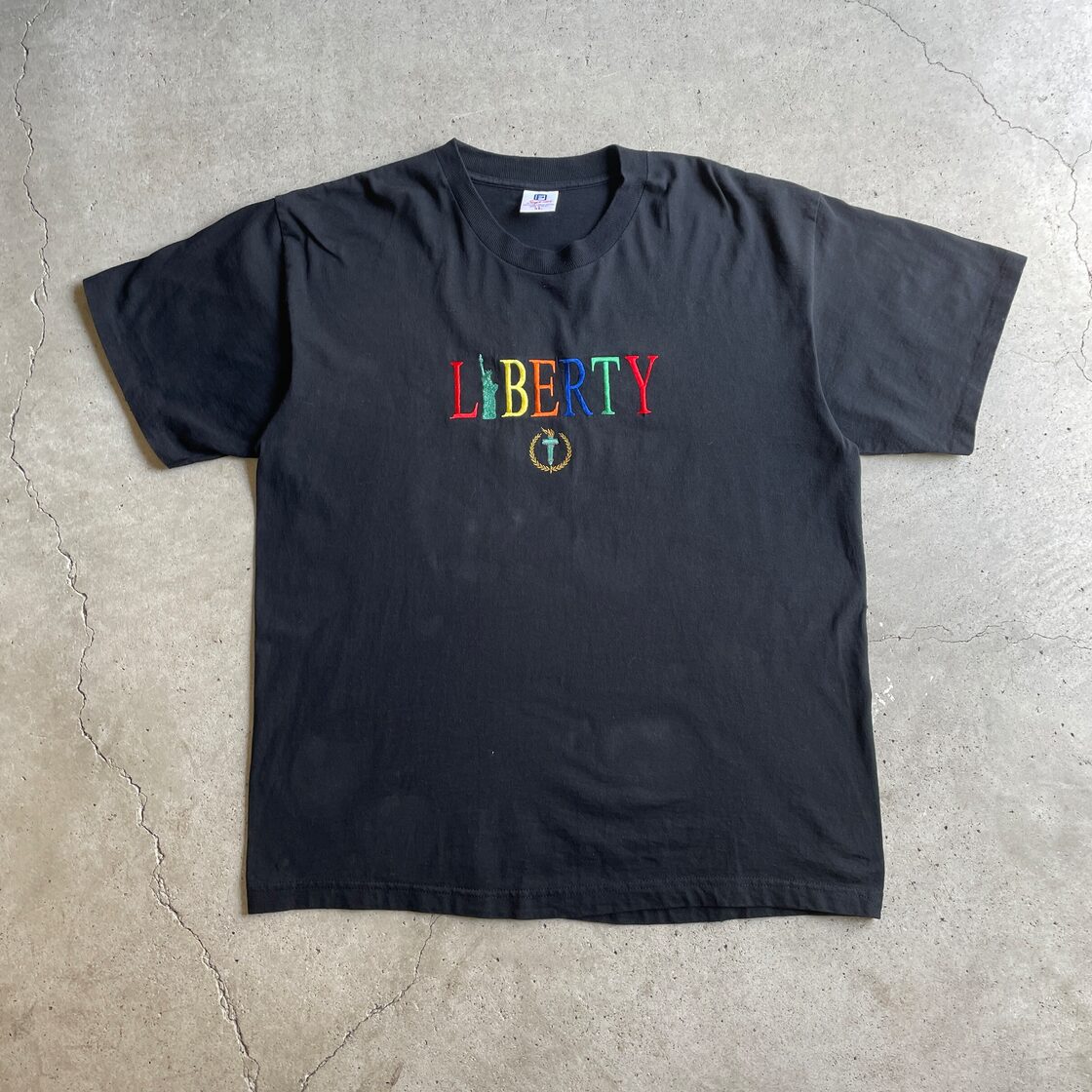 USA製 90年代 自由の女神 LIBERTY ニューヨーク スーベニア ロゴ刺繍 T 