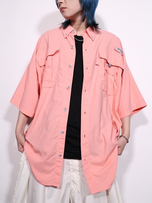 "Columbia" pink PFG fishing design s/s shirt