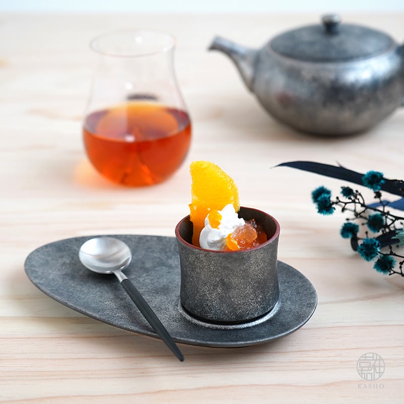 銀錆銀河-プラチナ-｜オーバルプレート（楕円皿）｜約16cm | 三川内焼