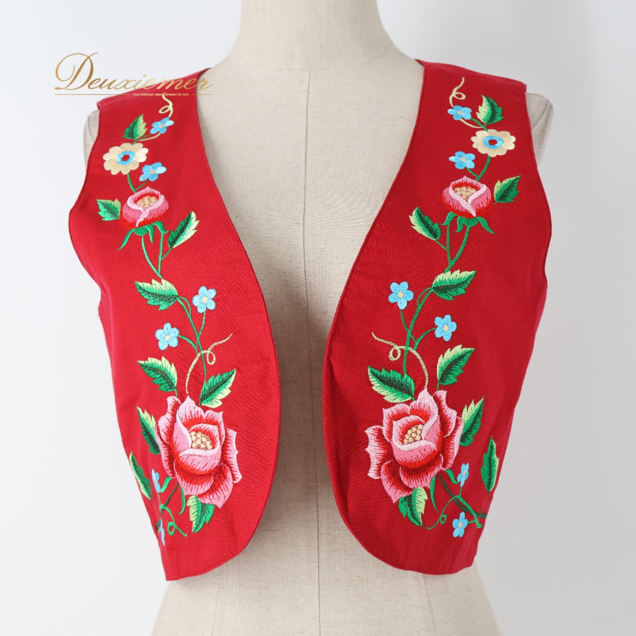 フォークダンス 衣装 Chacott チャコット ベスト レッド系 花 花柄 刺繍 トップス 赤 黄 緑 青 カラフル 練習 レッスン カントリー チロリアン ダンス衣装 イベント ステージ おしゃれ かわいい ピンク系 イエロー系 グリーン系 ブルー系