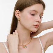 Golden smile bloom necklace 【N011】