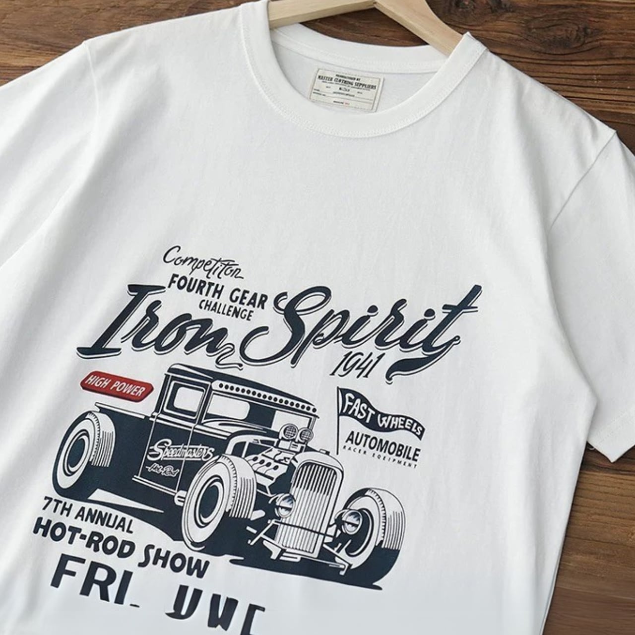 ホットロッドプリント クルーネック ボックスシルエットTシャツ 00184