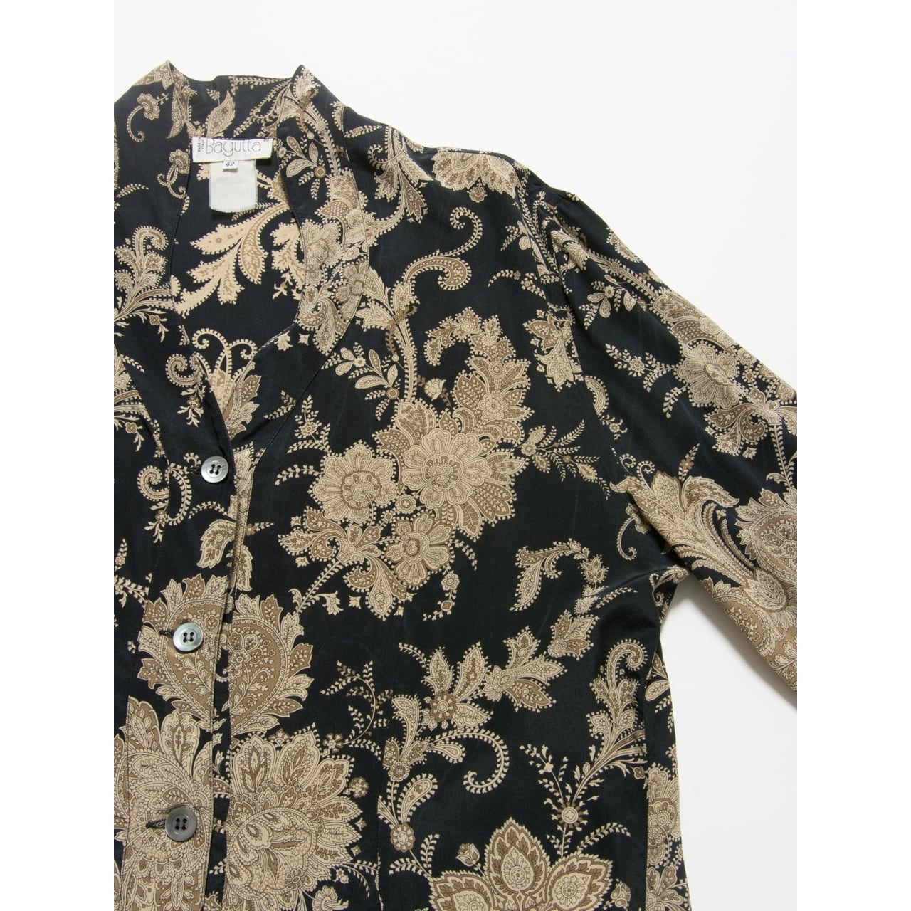 【Bagutta】Made in Italy 80's floral silk blouse（バグッタ イタリア製 花柄シルクブラウス シャツ）3b