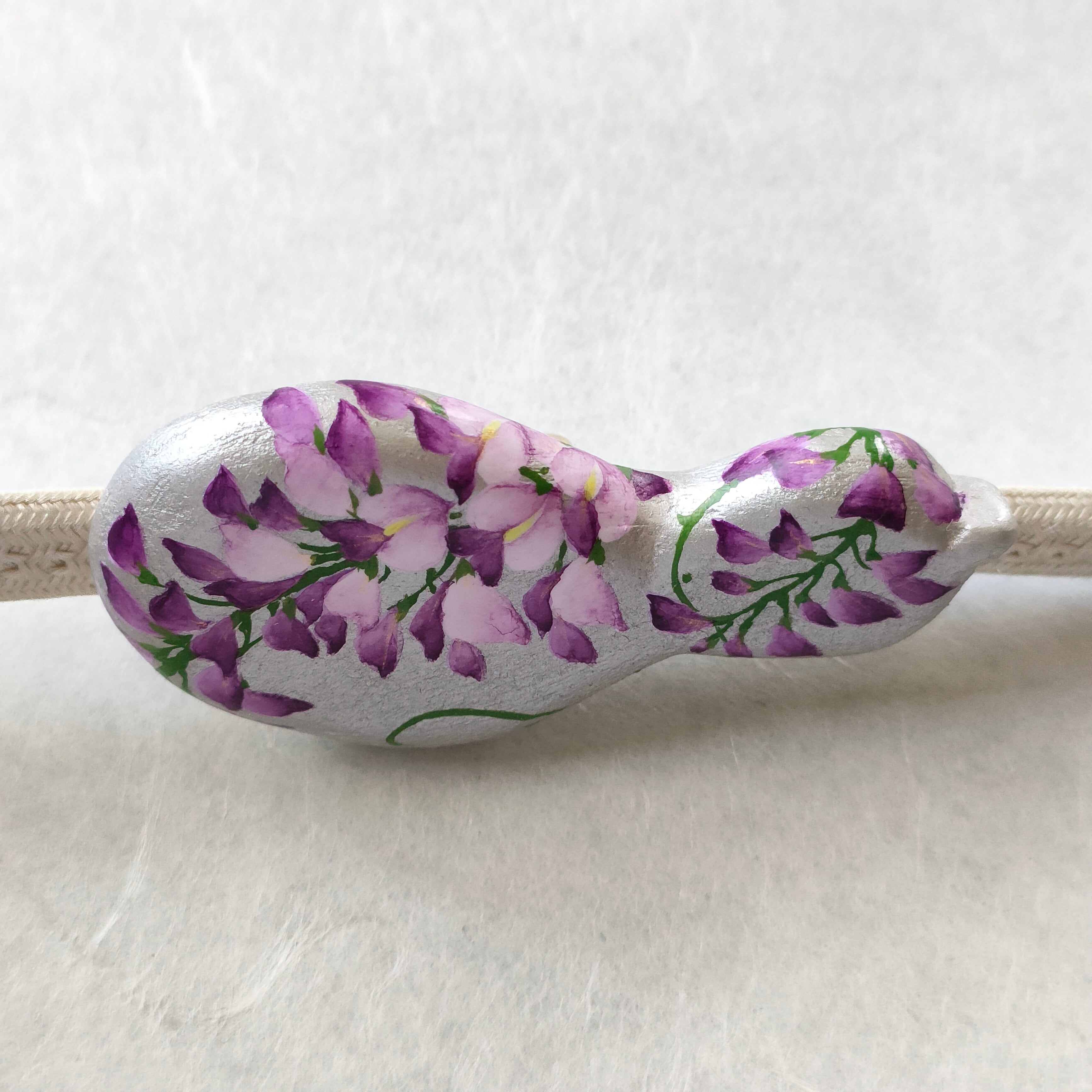 瓢箪 銀藤 帯留め 手描き絵付け | 絵付け こあん ~季節の和小物~