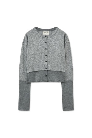 [Matin Kim] LAYERED TEXTURE KNIT CARDIGAN IN GREY 正規品 韓国ブランド 韓国通販 韓国代行 韓国ファッション マーティンキム matinkim 日本 店舗