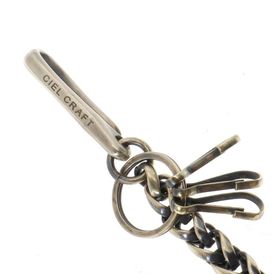 真鍮 ブラス ウォレットチェーン 東洋の龍 ドラゴン オリジナル 燻し