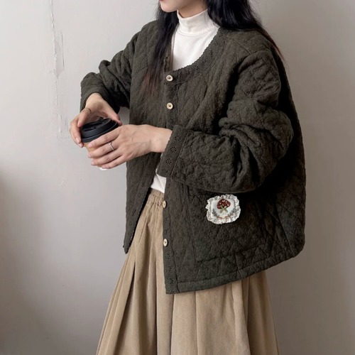 4色/ノーカラーダイヤ刺繍ジャケット ・12707