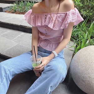 Pink frill blouse / Pink(7月中旬頃発送予定)