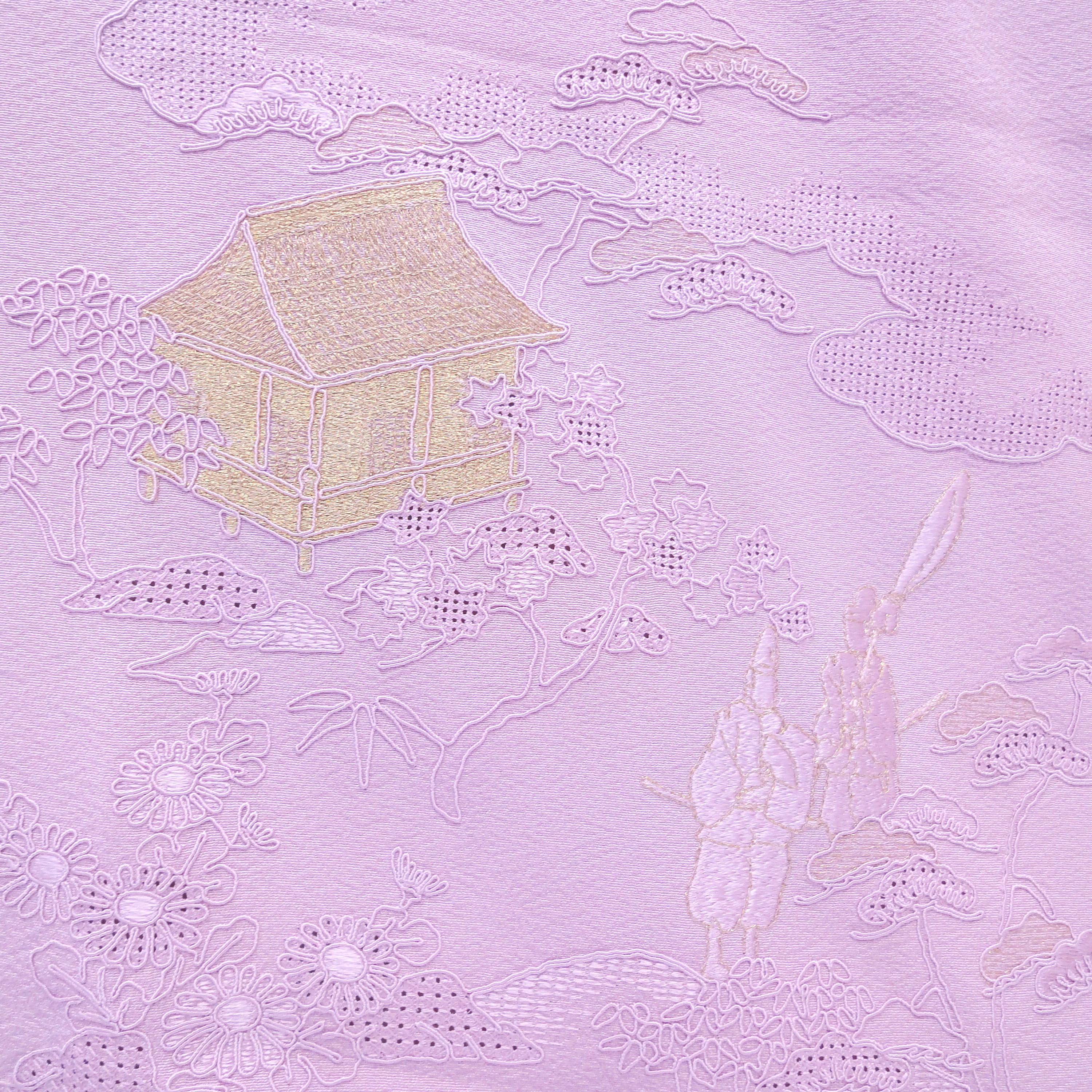 正絹・色留袖・着物・一つ紋・汕頭刺繍・No.200701-0435・梱包サイズ60