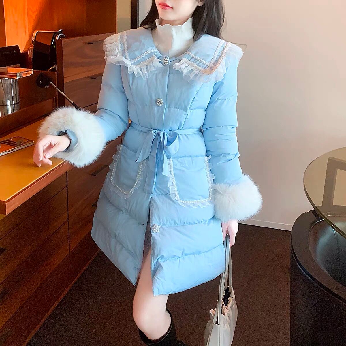 2カラー 】ピンク 水色 ワンピース コート アウター ジャケット リボン