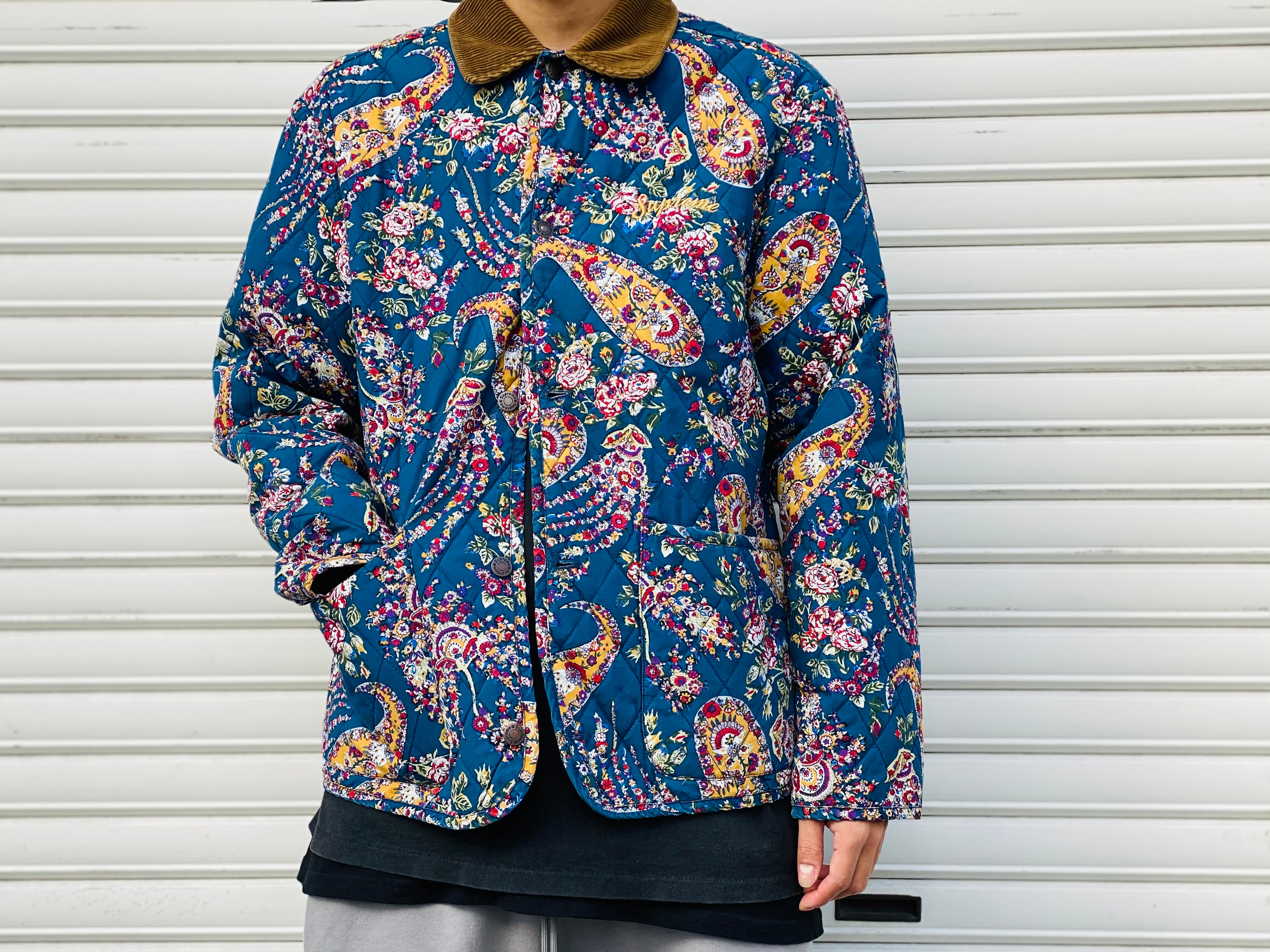supreme Quilted Paisley Jacket ネイビー M-