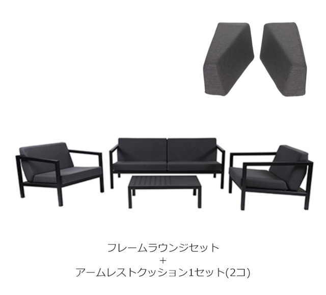 FRAME LOUNGE SET（フレーム ラウンジセット)＋アームレストクッション1セット(2コ)