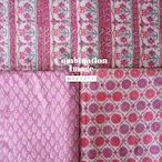 ブロックプリント生地【50cm単位】インド綿 ストライプ花柄 白×ピンク×パープル #39378-PK2