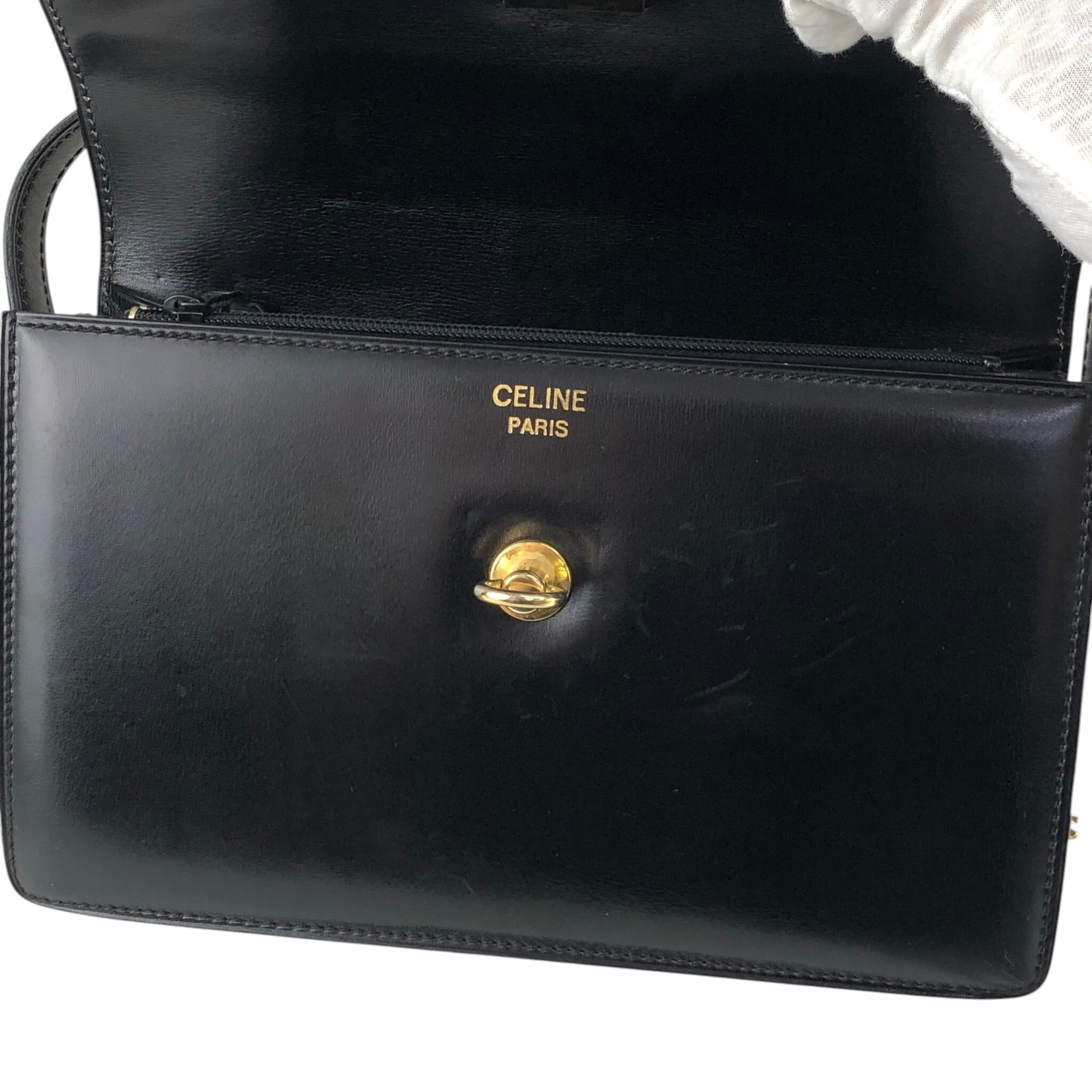 CELINE セリーヌ ショルダーバッグ ブラック ガンチーニ レザー