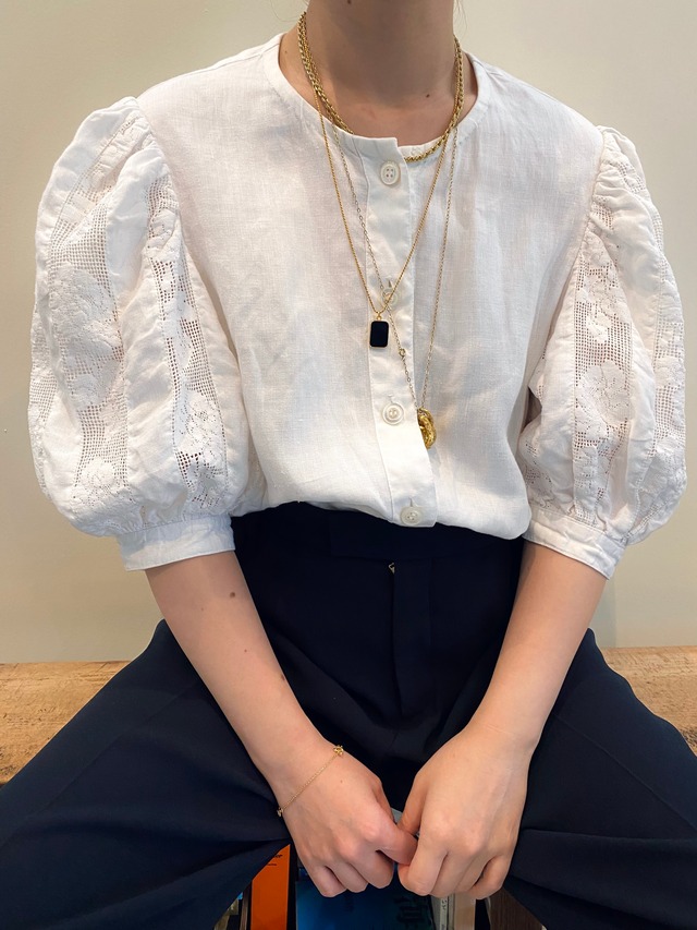 Austrian Linen Crochet Sleeve Blouse