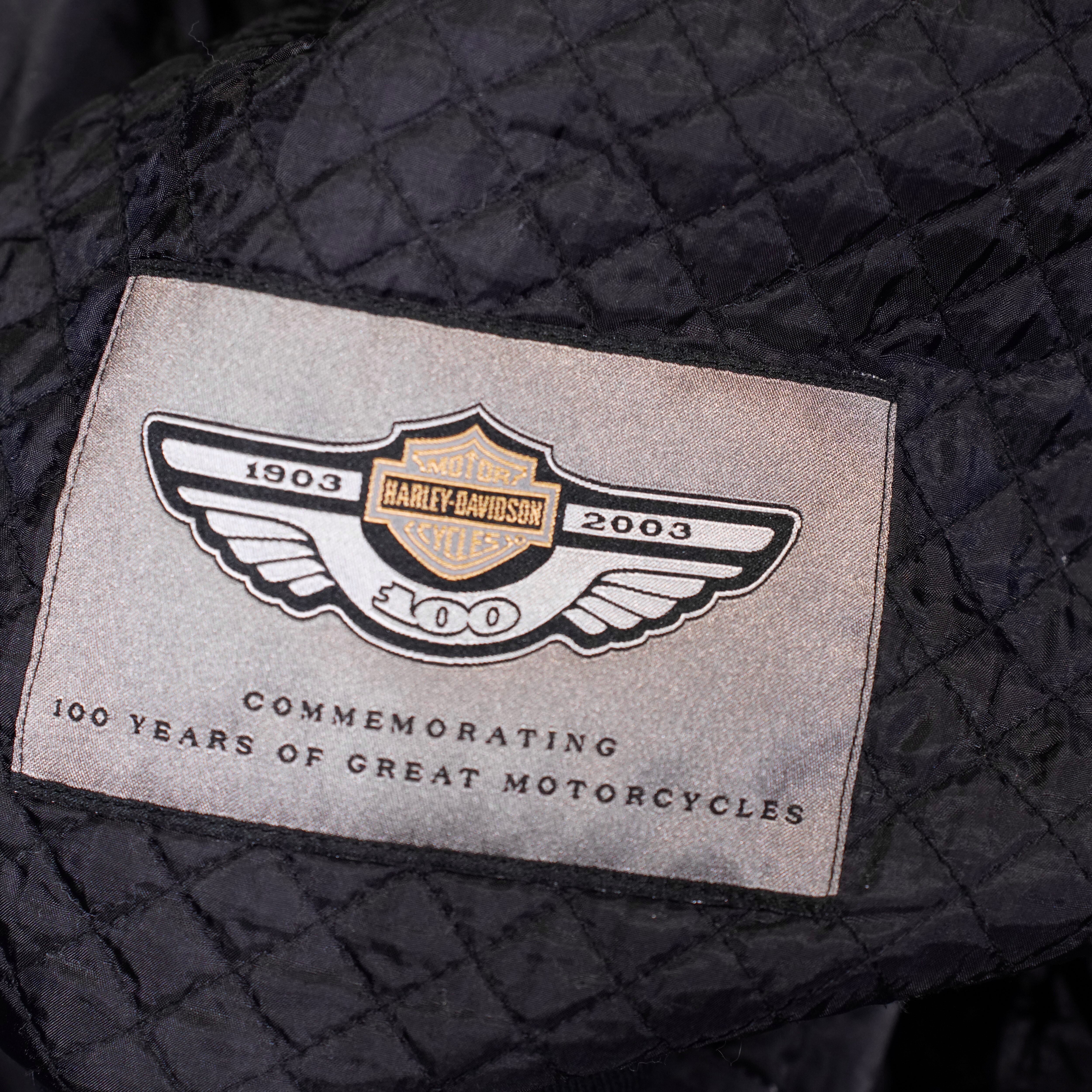 00's USA VINTAGE HARLEY DAVIDSON LOGO EMBROIDERY DESIGN ZIP UP MA