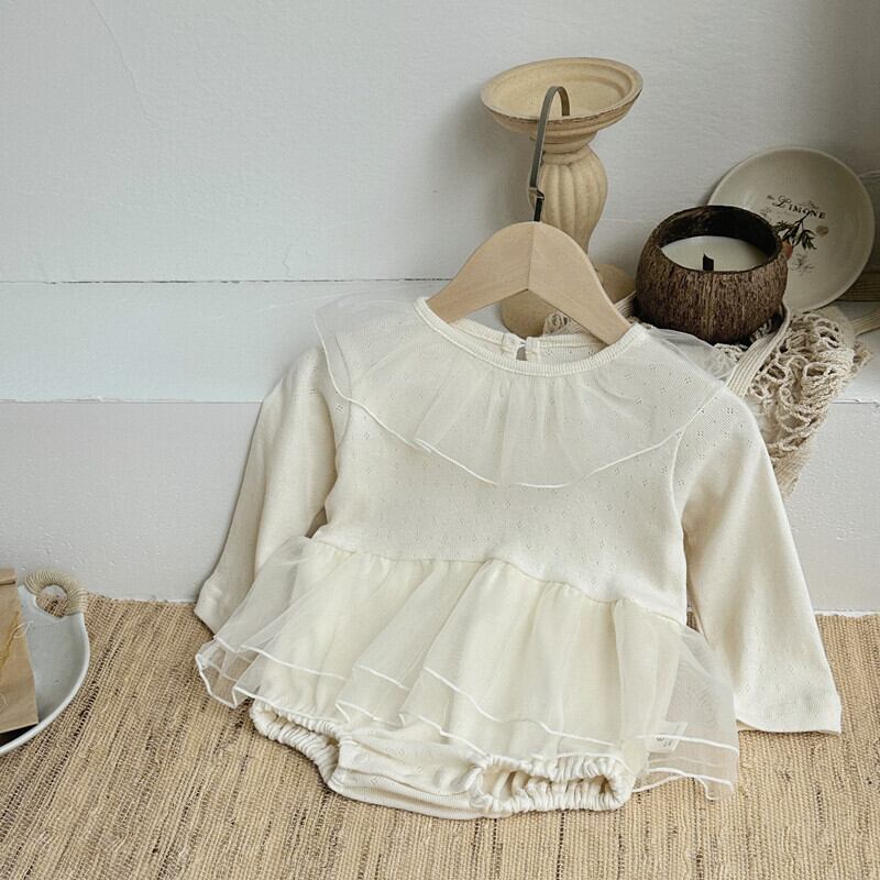 【BABY】レース無地ロンパース