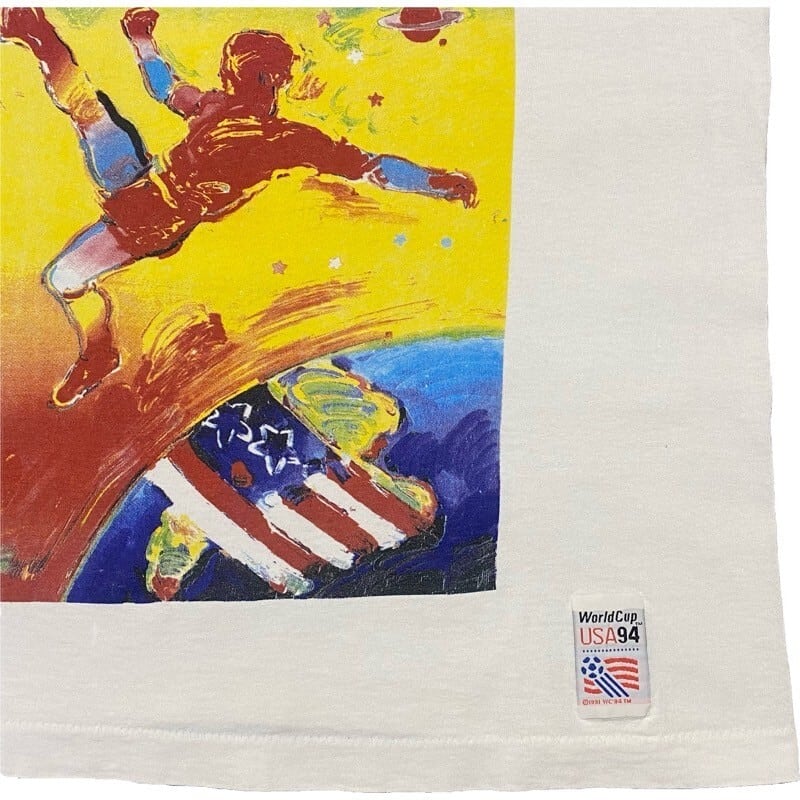 Vintage 90s WORLD CUP 94 Peter Max Art Painted Poster Tee Large